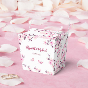 Cherry Blossom Pink White Custom Wedding  Favour Box