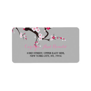 Cherry Blossom Pink White flora Address Label