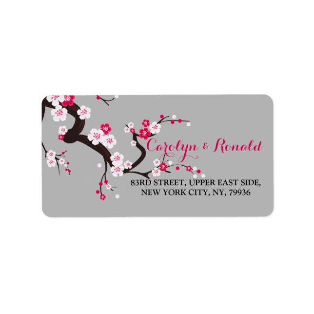 Cherry Blossom Pink White  flora   Address Label (Front)