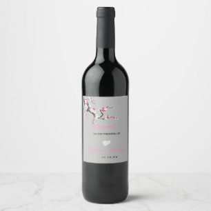 Cherry Blossom Pink White flora The Wedding Wine Label