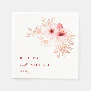 Cherry Blossom Pink White Wedding Napkin