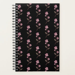 Cherry Blossom Planner - Black Pattern