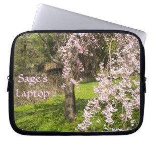 Cherry Blossom Pond Laptop Sleeve *personalize*
