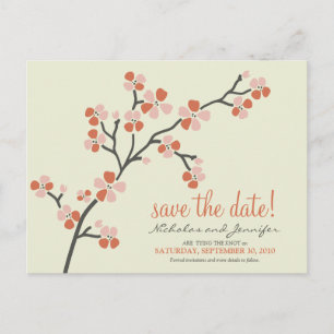 Cherry Blossom POSTCARD Save the Date (coral)