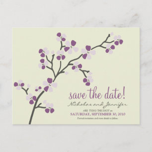 Cherry Blossom POSTCARD Save the Date (purple)