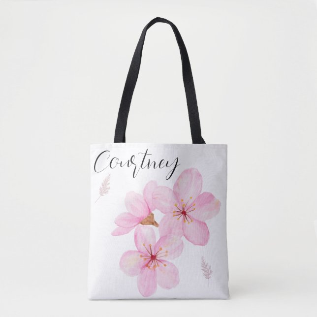 Cherry Blossom Pretty Floral Custom  Tote Bag (Front)