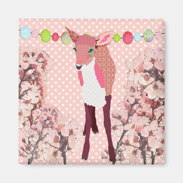 Cherry Blossom Pretty Pink Fawn   Magnet (Front)