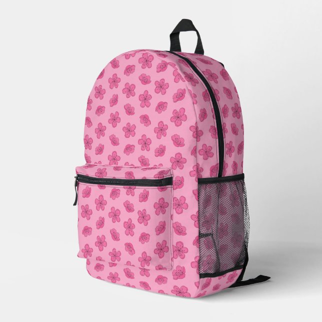 Cherry Blossom Printed Backpack (Back Corner Right)
