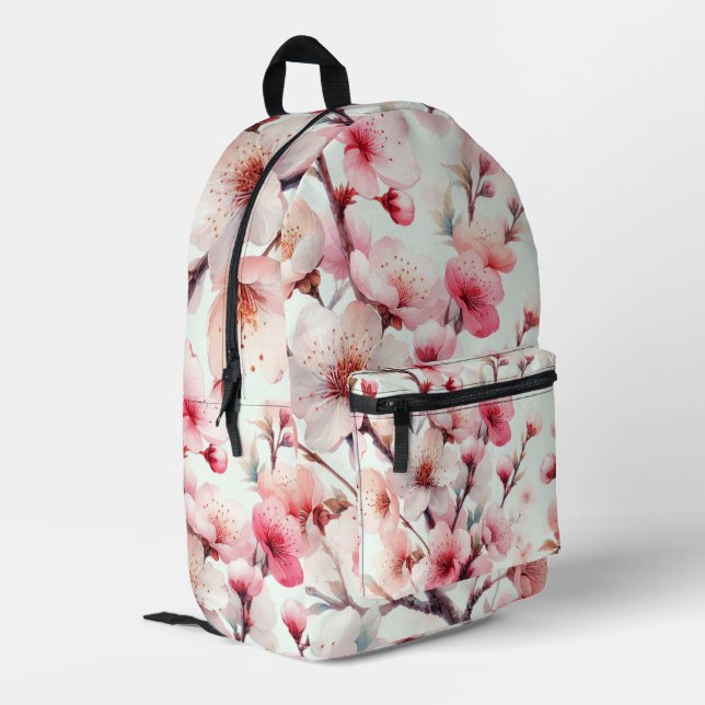 Cherry Blossom Printed Backpack (Back Corner Left)