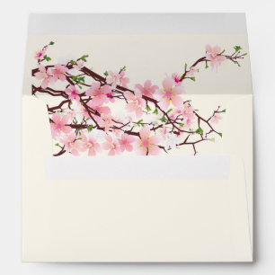 Cherry Blossom Printed on Inside Wedding Envelope