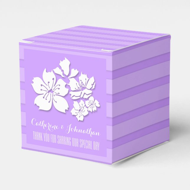 Cherry blossom purple wedding favours favour box (Front Side)