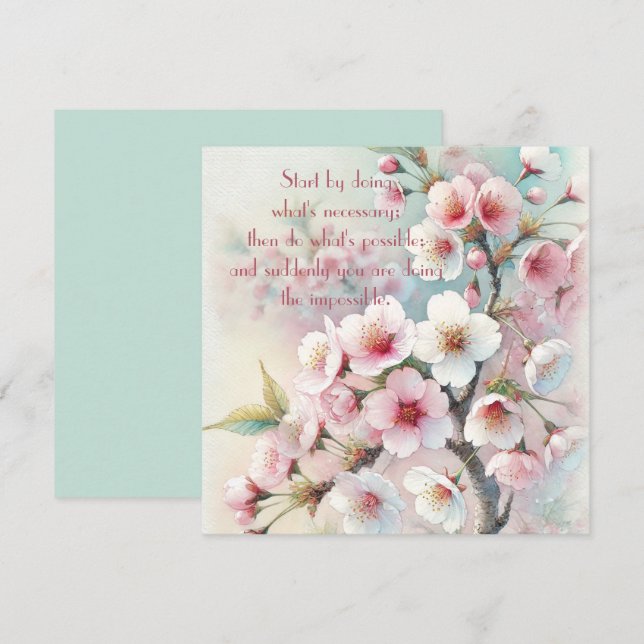 Cherry Blossom & Quote Thank You Card (Front/Back)