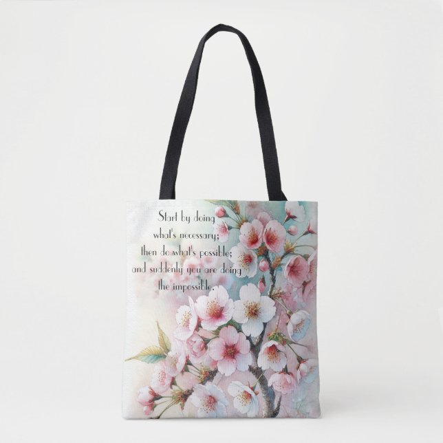 Cherry Blossom & Quote Tote Bag (Front)