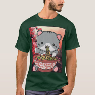 Cherry Blossom Ramen Cat Kawaii T-Shirt