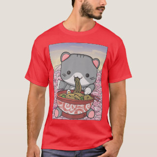 Cherry Blossom Ramen Cat Kawaii       T-Shirt