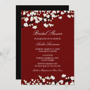 Cherry Blossom Red Bridal Shower Invitation