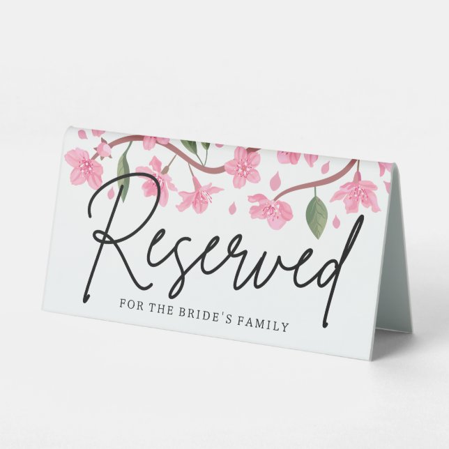 Cherry Blossom Reserved Table Tent Sign (Back)