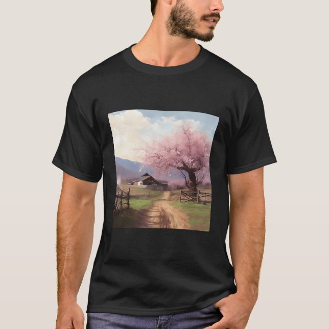 Cherry Blossom Retreat Countryside Sanctuary With  T-Shirt (Front)