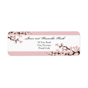 Cherry Blossom Return Address Label - Pink White