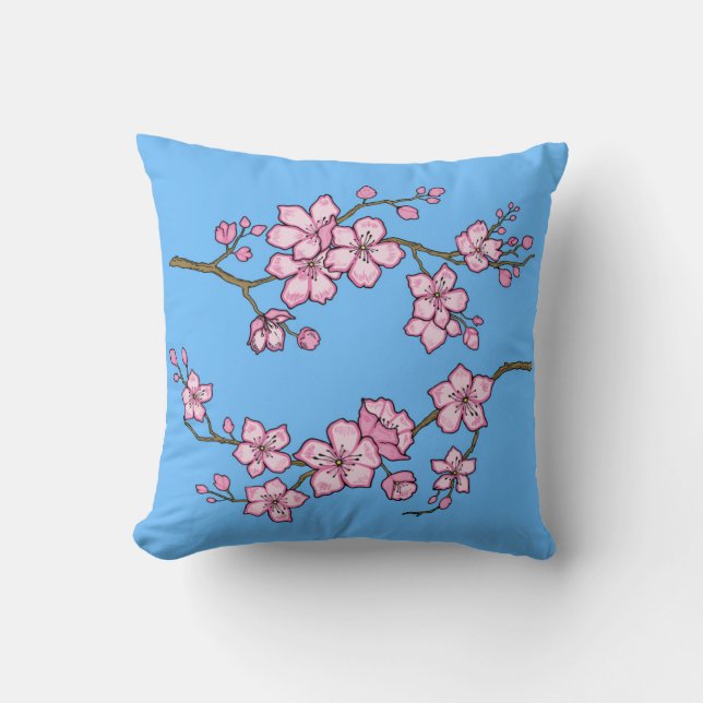 Cherry Blossom Reversible Throw Pillow (Front)