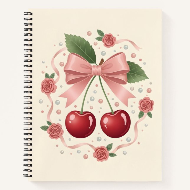 Cherry Blossom Ribbon Spiral Notebook (Front)