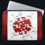 Cherry Blossom Rising Sun Red Black White  Laptop Sleeve<br><div class="desc">White and black cherry blossom branch in front of a red rising sun.  A modern version of a classic Japanese design.</div>