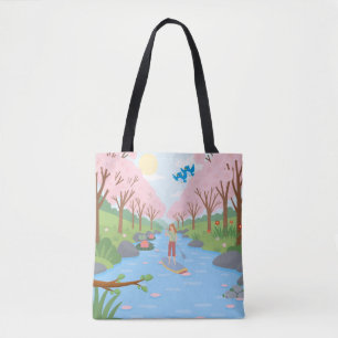Cherry Blossom River Adventure Tote Bag