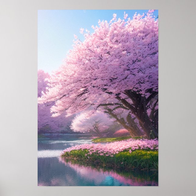 Cherry Blossom River Poster (Front)
