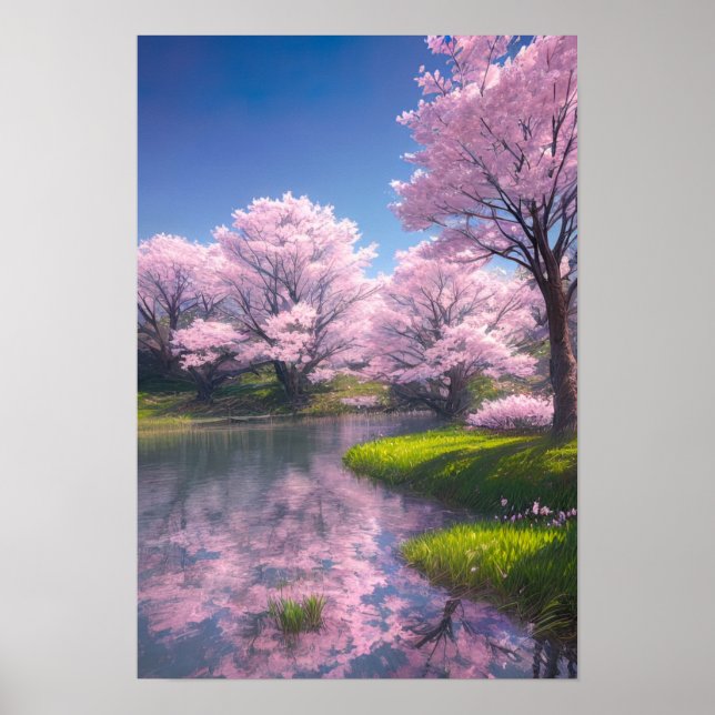 Cherry Blossom Riverside Poster (Front)