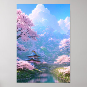 Cherry Blossom Riverside Retreat Poster