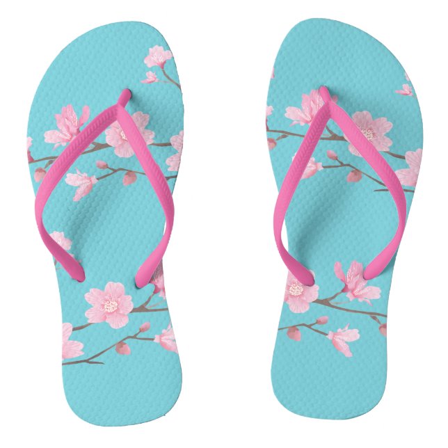 Cherry Blossom - Robin egg blue Thongs (Footbed)