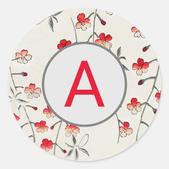 CHERRY BLOSSOM ROUND STICKER WITH CUSTOM INITIAL (Front)