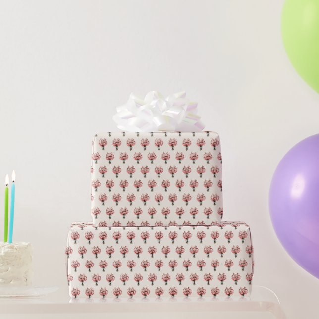 Cherry Blossom Sakura Bouquet Pattern on Ivory Wrapping Paper (Party Gifts)