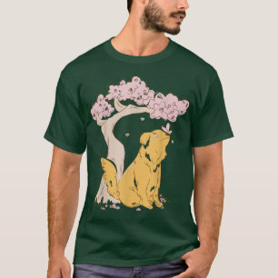Cherry Blossom Sakura Cute Dog Butterfly Japanese T-Shirt