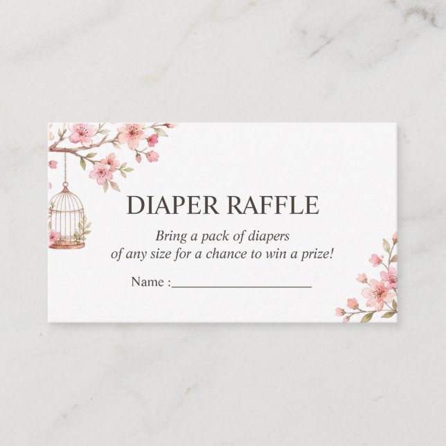 Cherry Blossom Sakura Diaper Raffle Enclosure Card (Front)
