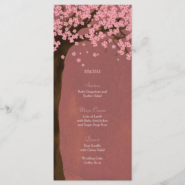 Cherry Blossom Sakura (Dusk) Watercolor Menu Card (Front)