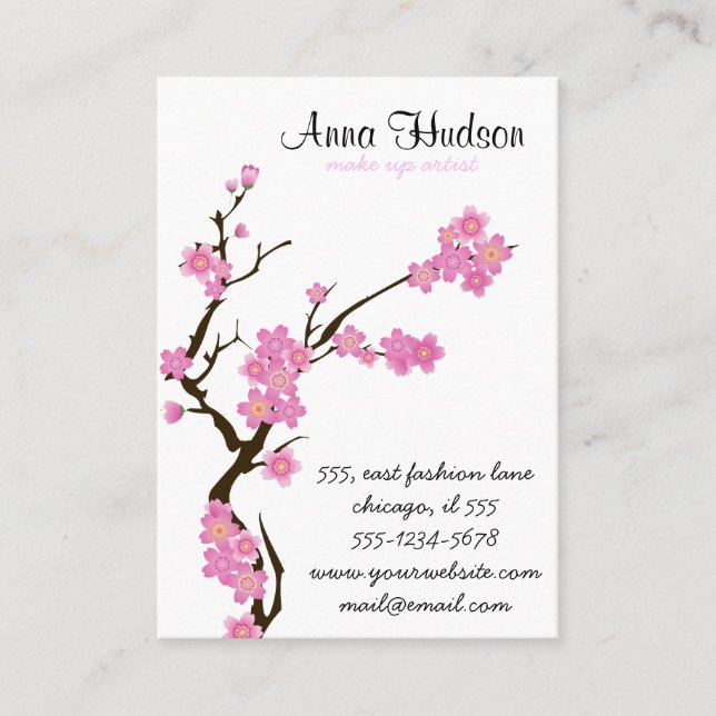 Cherry Blossom, Sakura, Floristry, Flower Shop Business Card (Front)