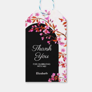 Cherry Blossom Sakura Flower Black White Birthday  Gift Tags