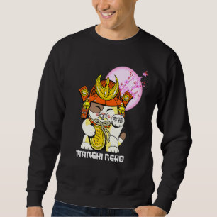 Cherry Blossom Sakura Flower Japanese Lucky Cat Ma Sweatshirt