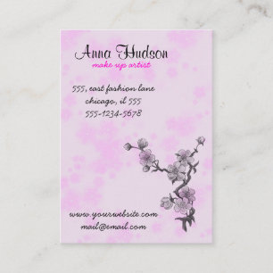 Cherry Blossom, Sakura Flowers - Pink Grey Business Card