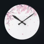 Cherry Blossom Sakura Japanese Art Tote  Round Clock<br><div class="desc">A soft and elegant collection inspired by cherry blossom flowers in a minimal Japanese art style. This collection features beautiful floral designs across a variety of products including mugs,  phone cases,  home decor,  and accessories. Perfect for lovers of nature,  Japan,  and calm aesthetic designs.</div>