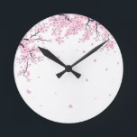 Cherry Blossom Sakura Japanese Art Tote  Round Clock<br><div class="desc">A soft and elegant collection inspired by cherry blossom flowers in a minimal Japanese art style. This collection features beautiful floral designs across a variety of products including mugs,  phone cases,  home decor,  and accessories. Perfect for lovers of nature,  Japan,  and calm aesthetic designs.</div>