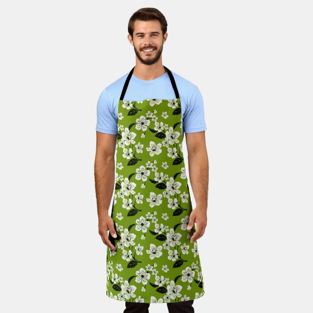 CHERRY BLOSSOM - SAKURA (MATCHA GREEN) APRON (Worn)