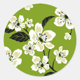 CHERRY BLOSSOM - SAKURA (MATCHA GREEN) CLASSIC ROUND STICKER