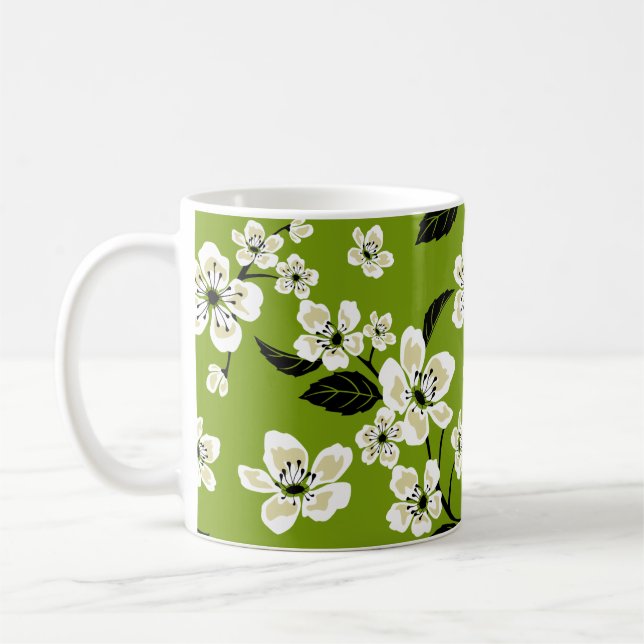 CHERRY BLOSSOM - SAKURA (MATCHA GREEN) COFFEE MUG (Left)