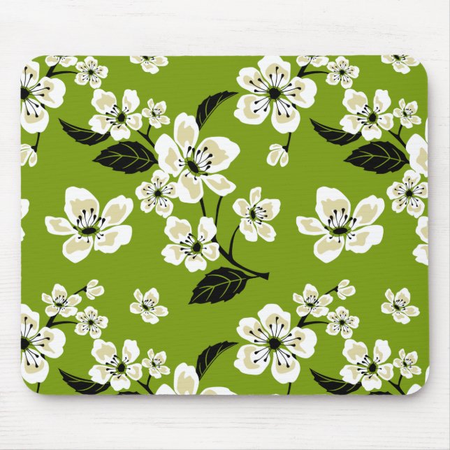 CHERRY BLOSSOM - SAKURA (MATCHA GREEN) MOUSE PAD (Front)
