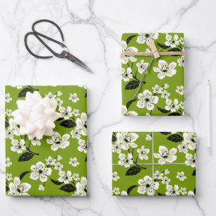CHERRY BLOSSOM - SAKURA (MATCHA GREEN) WRAPPING PAPER SHEET