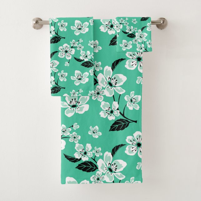 CHERRY BLOSSOM - SAKURA (MINT) BATH TOWEL SET (Insitu)
