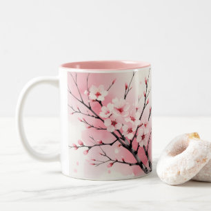 Cherry Blossom Sakura Mug   Elegant Pink Watercolo