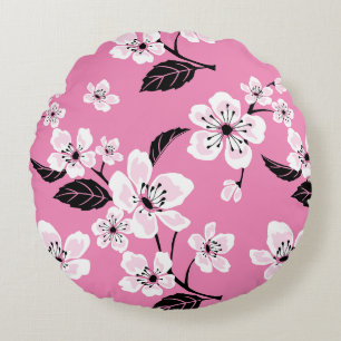 CHERRY BLOSSOM - SAKURA PATTERN IN LITE PINK ROUND CUSHION